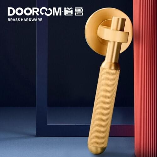 Dooroom Brass Door Lever Set Modern Light Luxury Interior Bedroom Bathroom Double Wood Door Lock Set Dummy Handle Knob