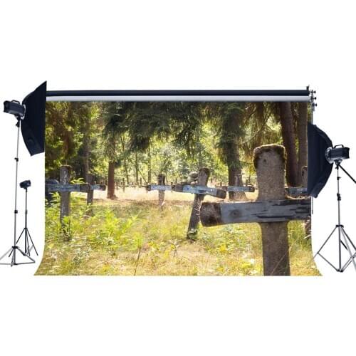 Royal Cemetery Backdrop Cross Tombstone Backdrops Jungle Forest Trees Green Grass Meadow Spring Background