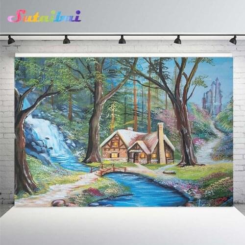 Photography Background Fairytale Forest Village Cottage Castle Oil Painting Birthday Party Child Portrait Backdrop Photo Studio