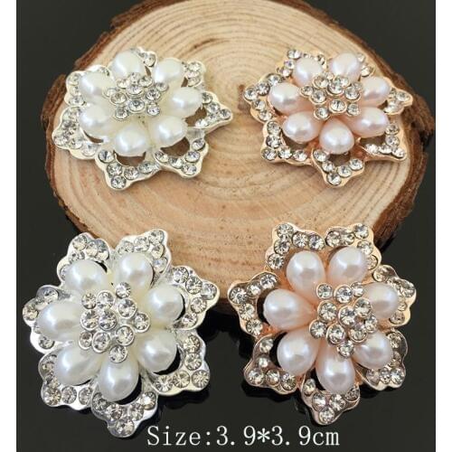 Hot Sale wholesale 20pcs/lot rhinestone with pearls Button diamond Wedding Button vintage DIY hair decoration Accessories YC89