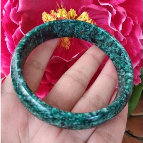 Becautiful Green Jade Bangle Jadite Bracelet Amulet Internal diameter 62.5mm