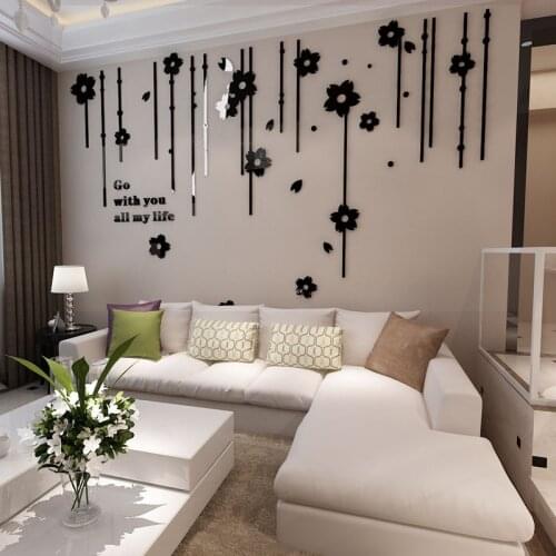 Creative Lines Flower Acrylic Mirror Wall Stickers For Living Room Bedroom DIY Wall sticker Home decor Shop Window Decorations