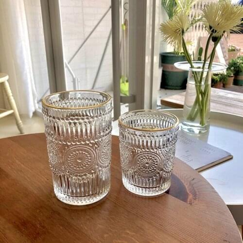 Mug Mugs Cup Coffee Mug Glass Cup Beer Drinkware Whiskey Glass Vintage Embossed GlassKorea Phnom Penh Water Cup Посуда очки Taza