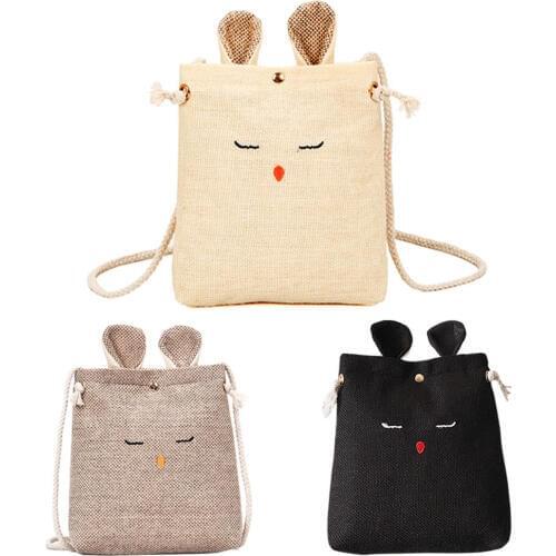 Fashion Women Mini Crossbody Messenger Bag Cute Ears Canvas Money Wallet Lady Girls Casual Shoulder Bag Gifts 88 Best S