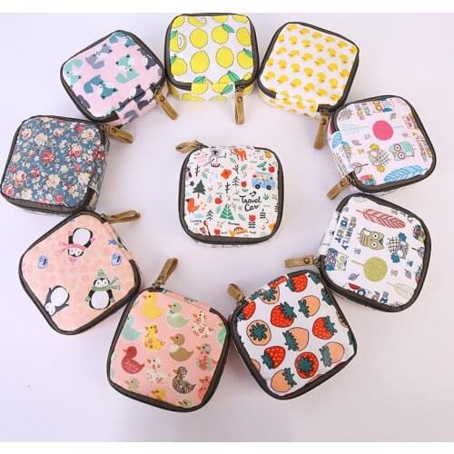 Cartoon Women Tampon Storage Bag Sanitary Pad Pouch Napkin Cosmetic Bags Organizer Makeup Bag Girls Tampon Holder Organizer