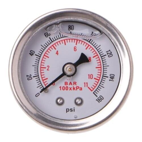 N84F Fuel Pressure Regulator Gauge 0-160 Psi / Bar Liquid Fill Fuel Oil Gauge