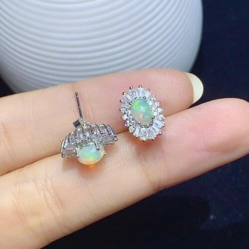 Natural Ethiopia Opal Hook Earring Natural Chrome Earring 925 Sterling Siilver Fine Jewelry for Women Nice Gift