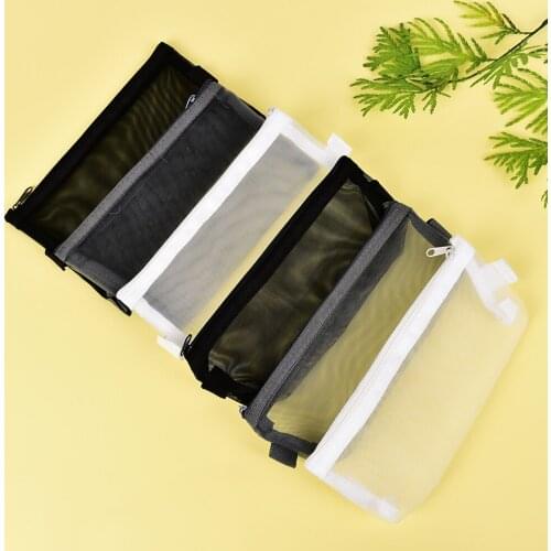 1PC Nylon File Bag Transparent Pencil Case School Office Supplies