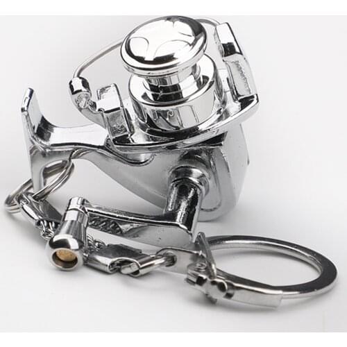 Delicate Silver Mini Fishing Reel Miniature Pendant Keyring Key Chain Gift