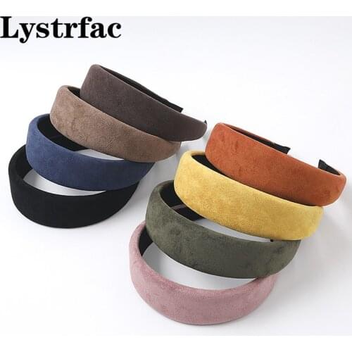 Lystrfac New Autumn Winter Suede Sponge Hairband for Women Girls Retro Wide Flannel Headband Fashion Ladies Hair Accessories