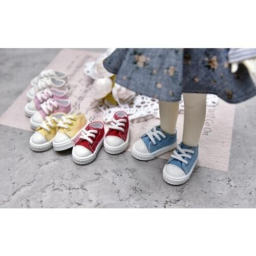 BJD doll shoes are suitable for 1/6 new fashion daily sports shoes with low top canvas shoes in pink blue white and red colors