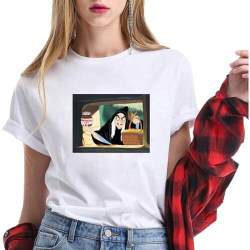 Vogue Popular Nutella Printed T-Shirt Harajuku Casual Lady 90s Funny Women Tops Black Novelty Girls Tops