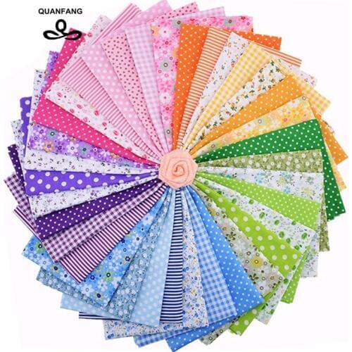 Plain Thin Cotton Fabric Patchwork For DIY Quilting Sewing Fat Quarters Bundle Tissue Telas Tilda Needlework 50*50cm 35pcs,5lots