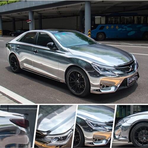 Chrome Mirror Silver Vinyl Wrap Adhesive Car Sticker Decal Film Air-Release Bubble and Air Free
