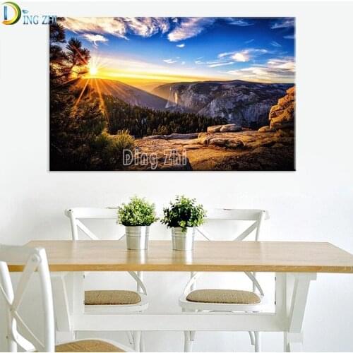 Modern DIY Diamond Painting Mountain Top Sunrise Landscape Rhinestone Cross Stitch Diamond Art Embroidery Mosaic Handmade Puzzle