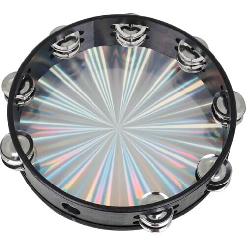 Tambourine 10" Double Row Jingle Tambourine for Adults Kids Wooden Tambourine