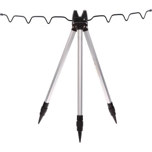 Aluminum Alloy Telescopic Fishing Tripod Holder Stand for Fishing Rod Silver