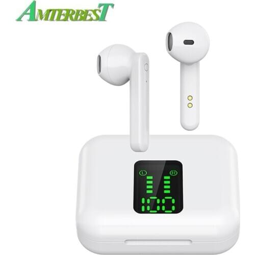 AMTERBEST X15 TWS Bluetooth Headphone Wireless Earphone LED Display Sport Headset Stereo Earbuds with Charging Box PK I500 i9000