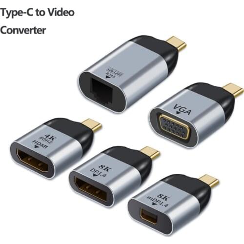 USB-C To Video Converter Type-C HMDI VGA DP Mini DP 4K 8K HD Mobile Phone To Notebook Computer TV Mini Converter