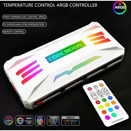 P-ARGB Controller 4-Pin PWM Temperature Control 5V 3-Pin Synchronization Wireless Remote Control Chassis Fan Hub