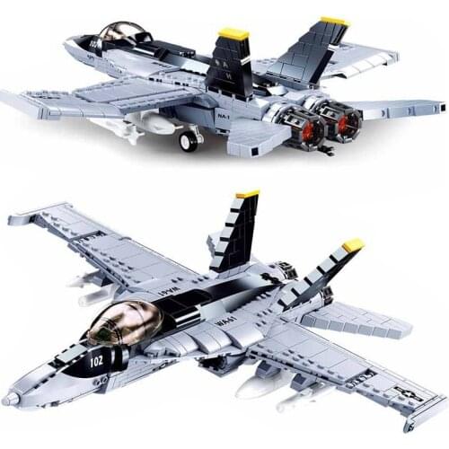 Military Aircraft Building Blocks WW2 Plane US F/A-18 FIGHTER Bombers Airplane Model Bricks kits Army Educational Toys For Boys