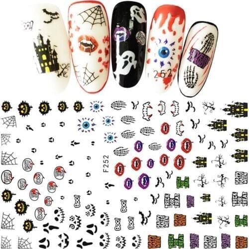High Quality New Halloween Skull Pumpkin Pattern Stickers 3D Charm Decoration DIY Nail Stickers Accessories