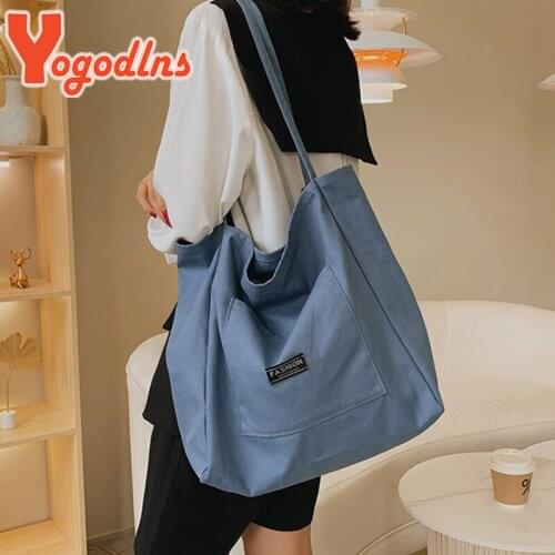 Yogodlns Solid Color Canvas Bag for Women Large Capacity Shoulder Bag Simple Shopping Tote Bag Fashion Top-handle Bag Bookbags