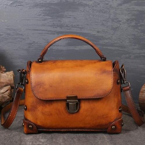 2021 Winter Retro Genuine Cow Leather Women Tote Bag Ladies Hand Bags Shoulder Luxury Handmade Casual Shoulder Messenger Bag Sac