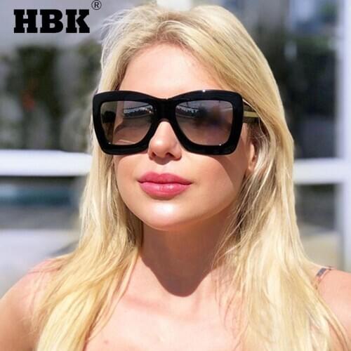 HBK New Arrivals Oversized Square Sunglasses Women Men Black Big Frame Ferrule High Quality Brand Design Ladies Male UV400
