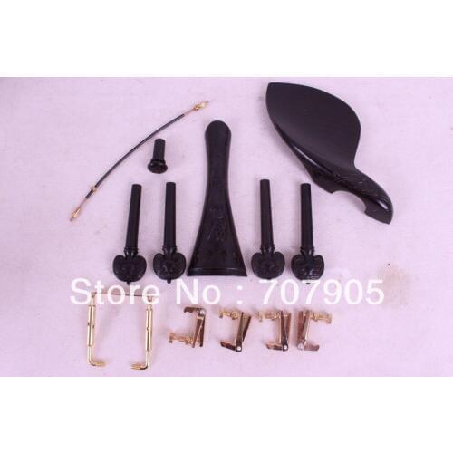 1 set 4/4 violin parts ebony,tuner peg chinrest tailpiece tail gut endpin #W1-2