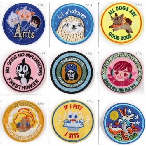 2019 Cartoon Creative Animal circular badge Punk foxes Appliques Iron Clothes Bags Shoes Decor Diy Adorable cat Badges Patches