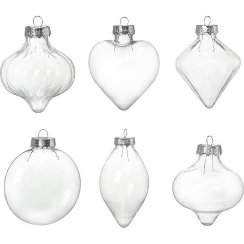 6pcs Clear Fillable Ornament Balls Christmas DIY Craft Projects Hanging Balls