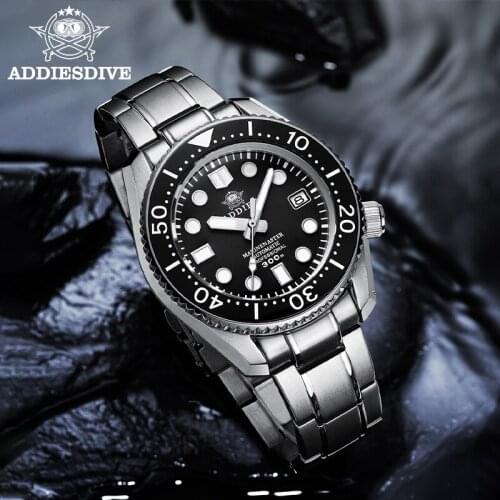 ADDIES 316L Steel Mechanical Watch BGW9 Japan SBDX001 Blue Super Bright Automatic Watch Ceramic Bezel Sapphire 300M Diving Watch