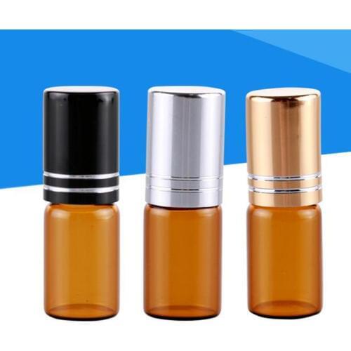3ml Amber Glass Essential Oil Bottles Roll On Jar with Stainless Steel glass Roller Ball Essential Oils Bottle F133