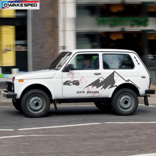 For LADA NIVA 4X4 OFF ROAD Mountain Graphics Decal Car Body Door Decor Stickers Sport Styling Auto Both Side Customized Sticker