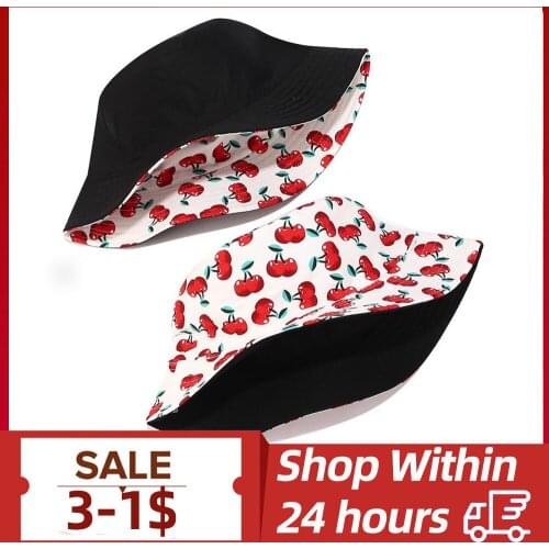 Double-sided Hat Women fisherman Cap Cotton Outdoor Fashion Print fishing Hats Sunscreen Reversible Panama New Hip Hop Beach Cap