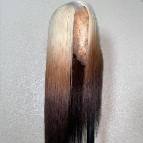 Jewish Wig Lace Front 100% Unprocessed European Virgin Hair Human Hair Wigs Natural Straight ombre 613 Wigs Sports Band Fall Wig
