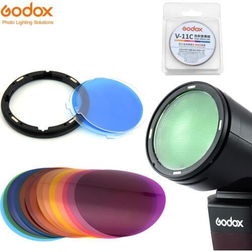 In Stock Godox AK-R16 Magnetic Mount Diffuser Plate with V-11C V11C Color Effect Gel Set for Godox V1 Flash Light Speedlite