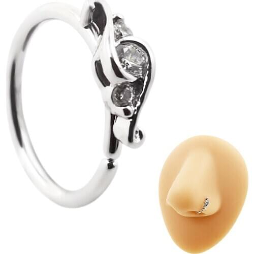 JHJT 1PC New Arrival Nose Piercing Body Jewelry Cz Nose Hoop Nostril Nose Ring Helix Cartilage Tragus Ring 20G