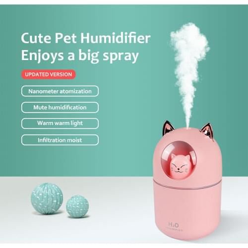 KIMRIG New Cute Pet Humidifier Mini Household Small Moisturizing Aromatherapy Car Creativity Air Bear USB Chargeable Humidifier