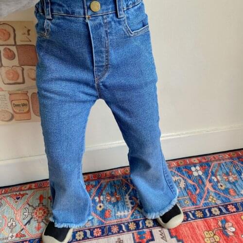 2021 Korea style girls boys denim pants autumn fashion kids long jeans pants 3-8 years