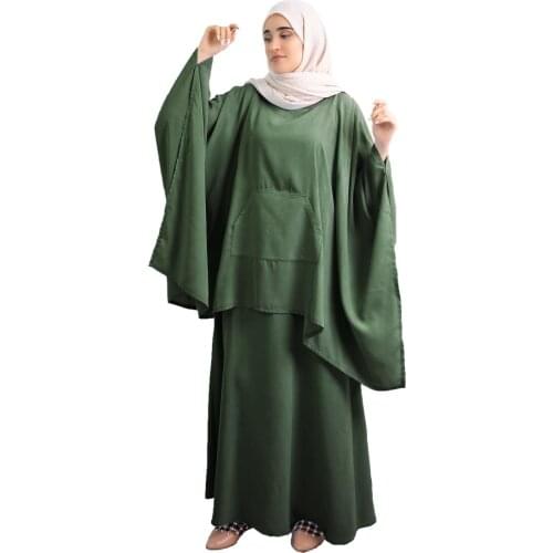 Garment Sets Muslim Women 2 Piece Khimar Jilbab Prayer Abaya Hijab and Skirt Arab Islamic Clothing Overhead Burqa Ramadan Niqab