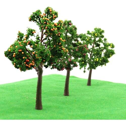 10Pcs Simulation Models Fruit Trees 11CM Landscape Architectural Train Layout Garden Scenery Miniature Toy