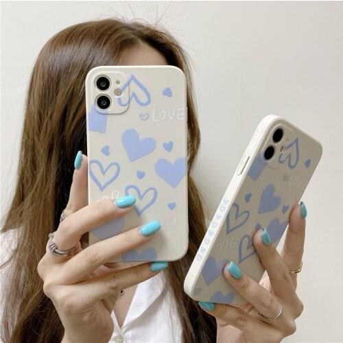 Fashion Side Pattern Blue Love Heart Case For Huawei P30 P40 Lite Mate 40 Y9 Prime 2019 Honor 10 lite 8X 10i 20 Pro 30 50SE V40