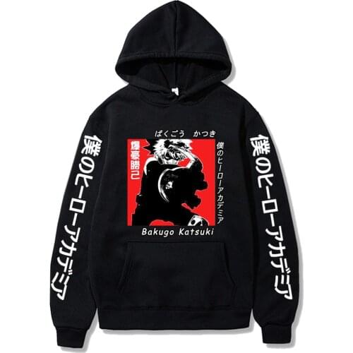 My Hero Academia Cool Hoodies Bakugo Katsuki Casual Printing Hooded Streetswear Sweatshirt Men Unisex Top