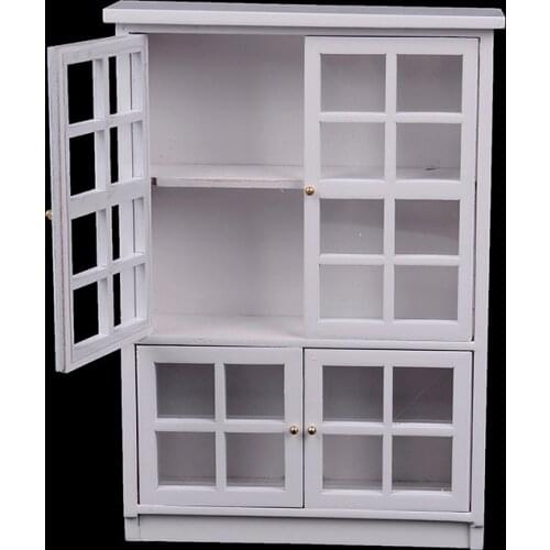 DIY Kitchen Cabin Room Furniture Kit Model White Gate Door Cabinet Doll House Kitchen Dollhouse Miniatures 1:12 Accessories