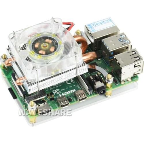 Low-Profile ICE Tower Cooling Fan For Raspberry Pi 4B/3B+/3B, 5mm Copper Tube, Colorful LED
