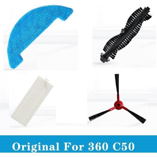 Original Spare Parts Side Brush Main Brush Roller Hepa Filter Mops Suit For Qihoo 360 C50 Vacuum Cleaner Robot Accessories