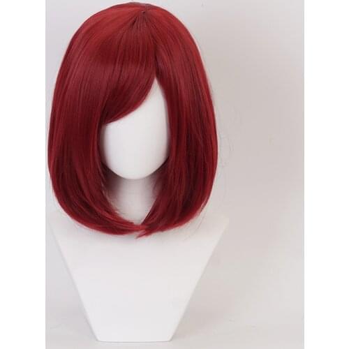 Danganronpa V3 Killing Harmony Yumeno Himiko Short Bangs Synthetic Bob Anime Cosplay Hair Wig 35cm + wig cap