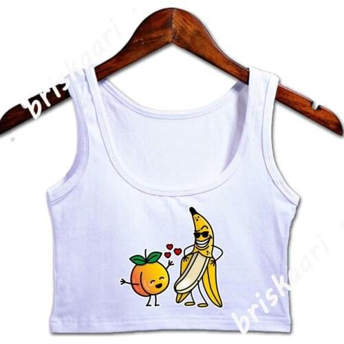 Peach Banana Funny Matching Couple Naughty Cartoon Crop Top Fit Designing Crop Top Sleeveless Plus Size 5xl Sexy For Girl Vest